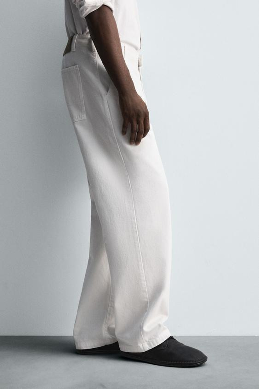 ZARA БРЮКИ ЧИНОС ИЗ ДЕНИМА - LIMITED EDITION, ЖЕЛТОВАТО-БЕЛЫЙ