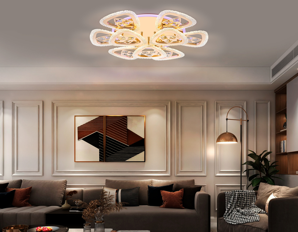 Потолочный светодиодный светильник с пультом FA2923 GD золото 138W 600*600*130 (ПДУ РАДИО 2.4)