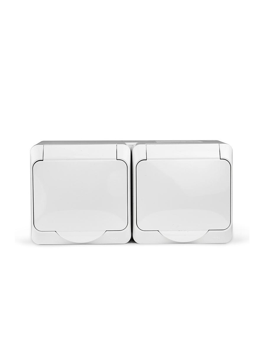 Розетка 2-м ОП Nix 16А IP54 250В с заземл. с крышкой бел. TOKOV ELECTRIC TKE-NX-R2Z-C01-IP54