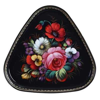 Жостовский поднос декоративный, размер 29х29 см (A8), металлический