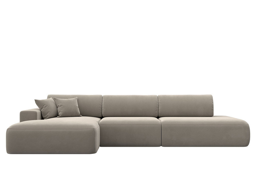 Диван угловой Лига-036 НПБ Модерн Лонг левый угол МИКРОВЕЛЬВЕТ Бежевый