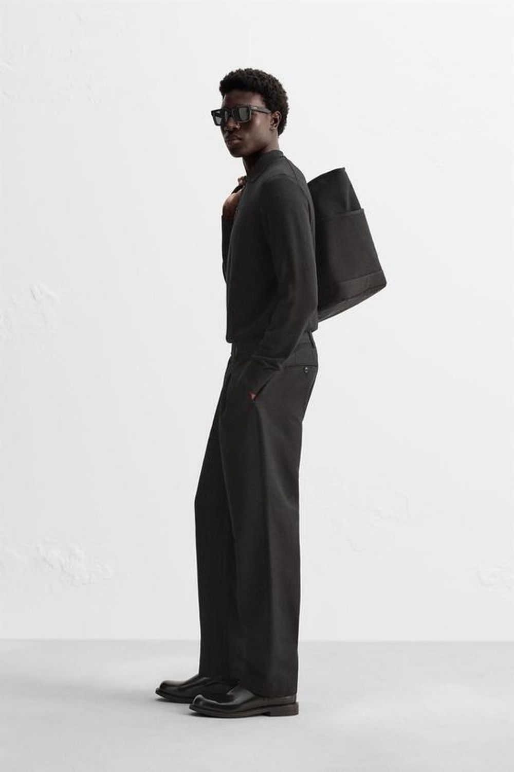 ZARA ПОЛО ИЗ МЕРИНОСОВОЙ ШЕРСТИ, ЧЕРНЫЙ