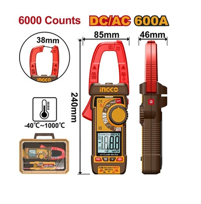 Токоизмерительные цифровые клещи DC/AC 600A INGCO DCM66002 INDUSTRIAL