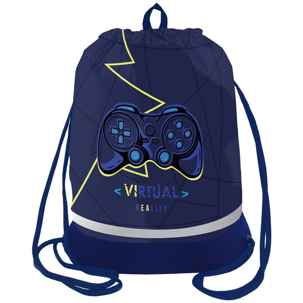 Мешок для обуви 1 отделение, Berlingo Virtual realit 51х40см, свет.лента, карман на молнии