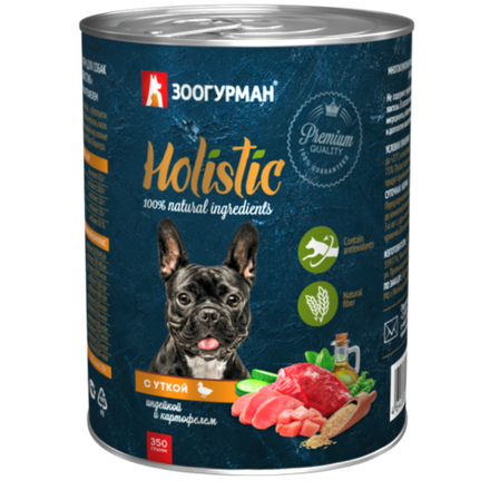 Зоогурман влажный корм для собак "Holistic" с уткой, индейкой и картофелем 350 г