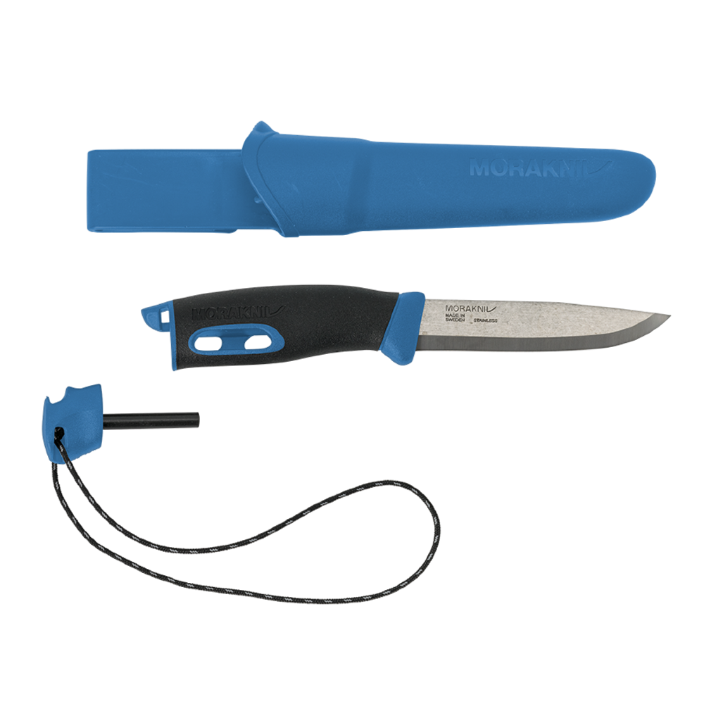 Нож Morakniv Companion Spark, с огнивом, нержавеющая сталь, клинок 104мм, голубой