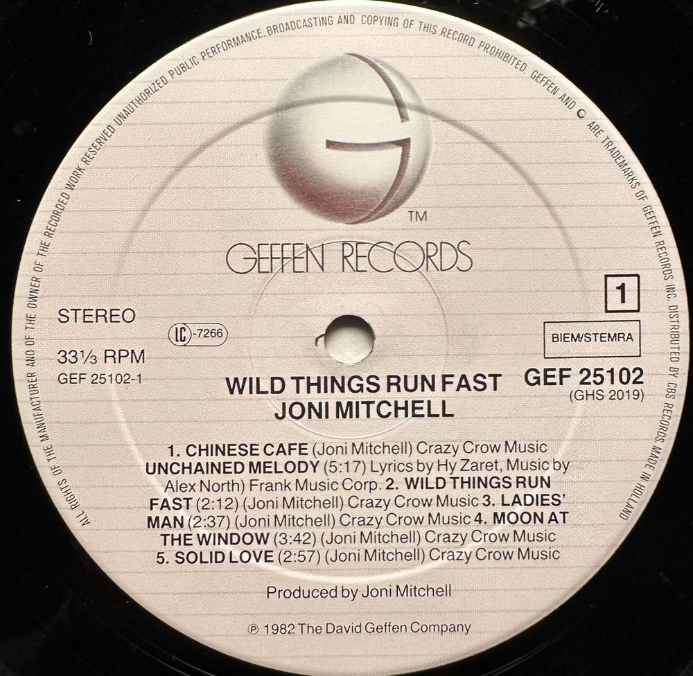 Joni Mitchell - Wild Things Run Fast (Голландия 1982г.)