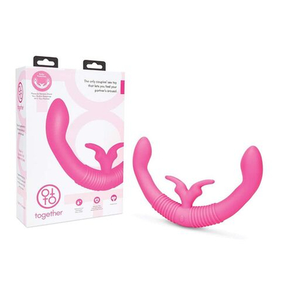 Розовый парный вибратор-кролик Together Vibes - 35,6 см. (Цвет: розовый)