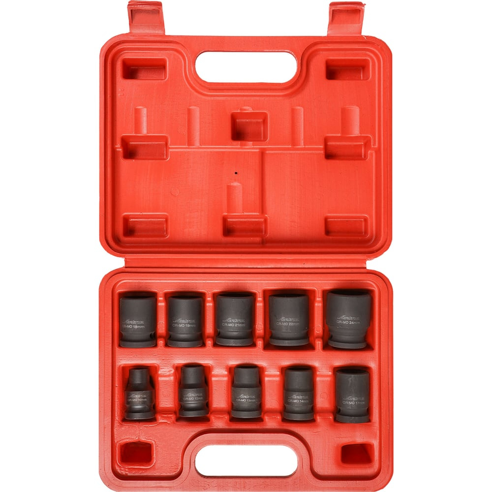 Набор головок ударных 1/2" 38 мм 10 пр. (10-24 мм) в кейсе AIRLINE ATAS047