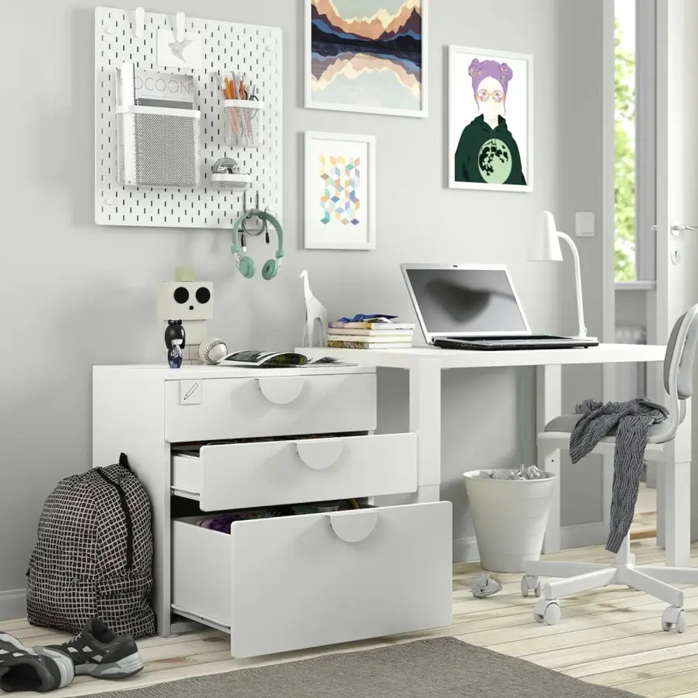 Комод - SMÅSTAD / PLATSA/SMОSTAD  IKEA/ СМОСТАД/ПЛАТСА ИКЕА,  63х60 см, белый/фиолетовый