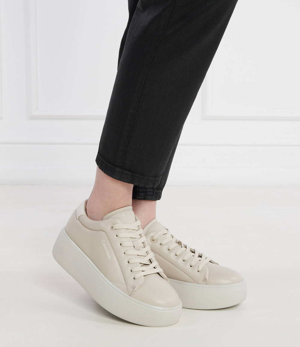 Кожаные кроссовки flatform cupsole lace up lth Calvin Klein - бежевый(HW0HW01892)