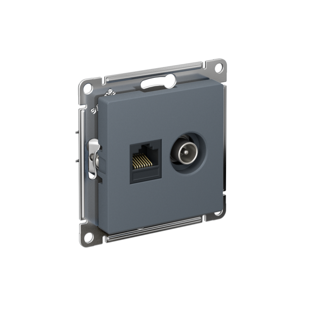 Розетка компьютерная + телевизионная 2-м AtlasDesign RJ45 кат.5E + TV механизм грифель SE ATN000789