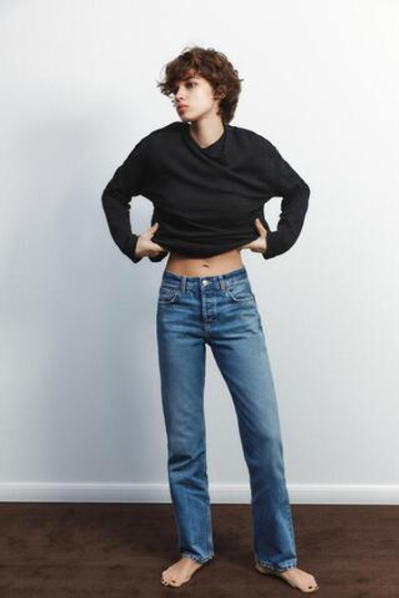 ZARA ДЖИНСЫ TRF ПРЯМОГО КРОЯ СО СРЕДНЕЙ ПОСАДКОЙ, МОРСКОЙ СИНИЙ