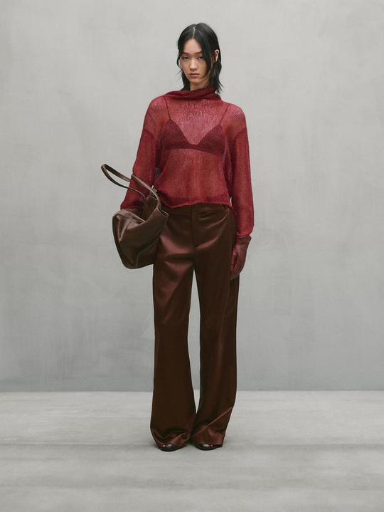 Massimo Dutti Ажурный свитер, винный
