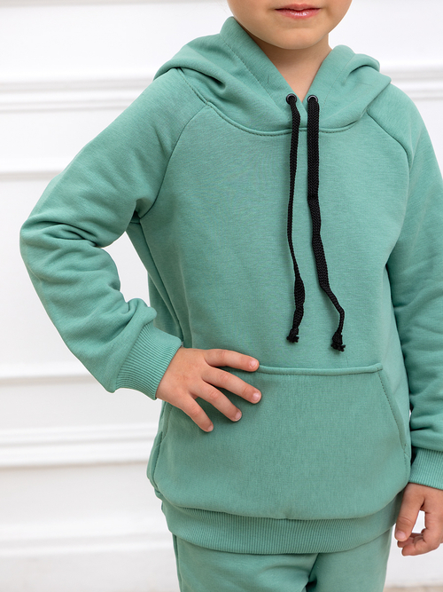 Детский зеленый спортивный костюм без начеса