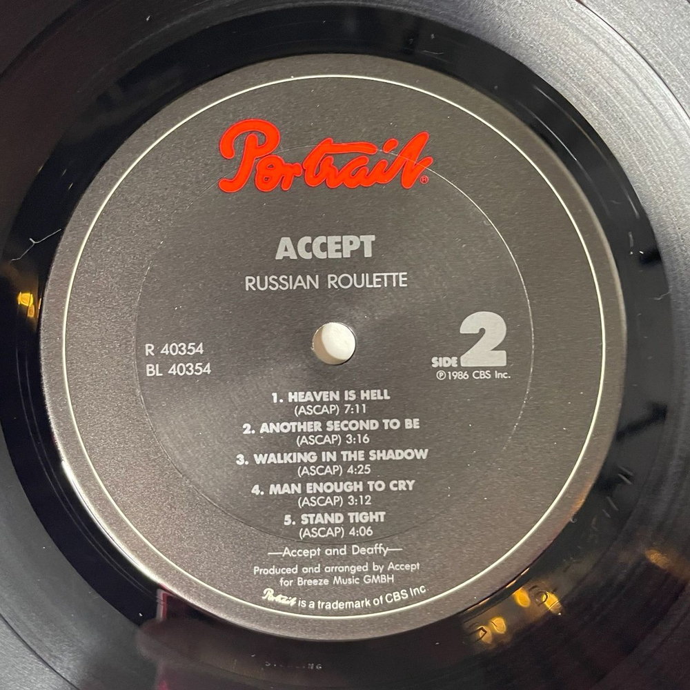 Винтажная виниловая пластинка LP Accept Russian Roulette (USA 1986)