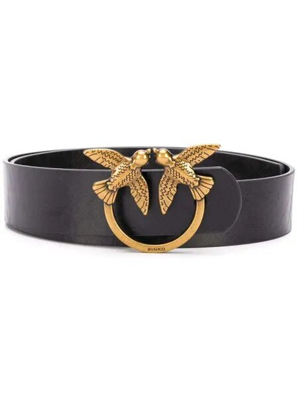 LOVE BIRDS SIMPLY LEATHER BELT - black-copper - S (90см)