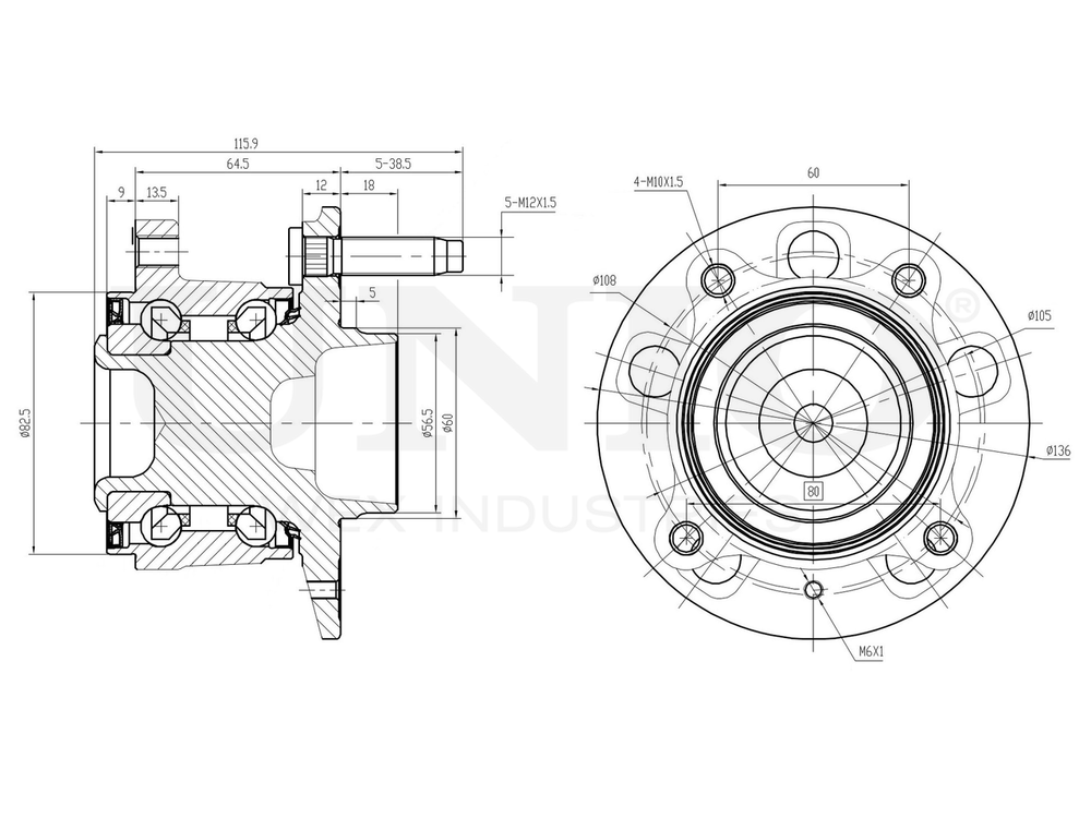 Ступица задняя (с ABS) UNIO HUB-20015