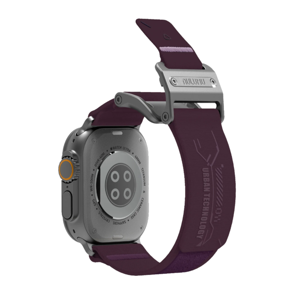 Нейлоновый браслет Aulumu A11 для Apple Watch 44, 45, 46 мм и Ultra 2–3 Браслет в футуристическом стиле с вельветоподобной отделкой, текстильной застёжкой и магнитной пряжкой из нержавеющей стали. На запястье обхватом 145–225 мм