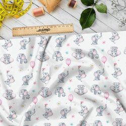 Ткань сатин веселые слонята