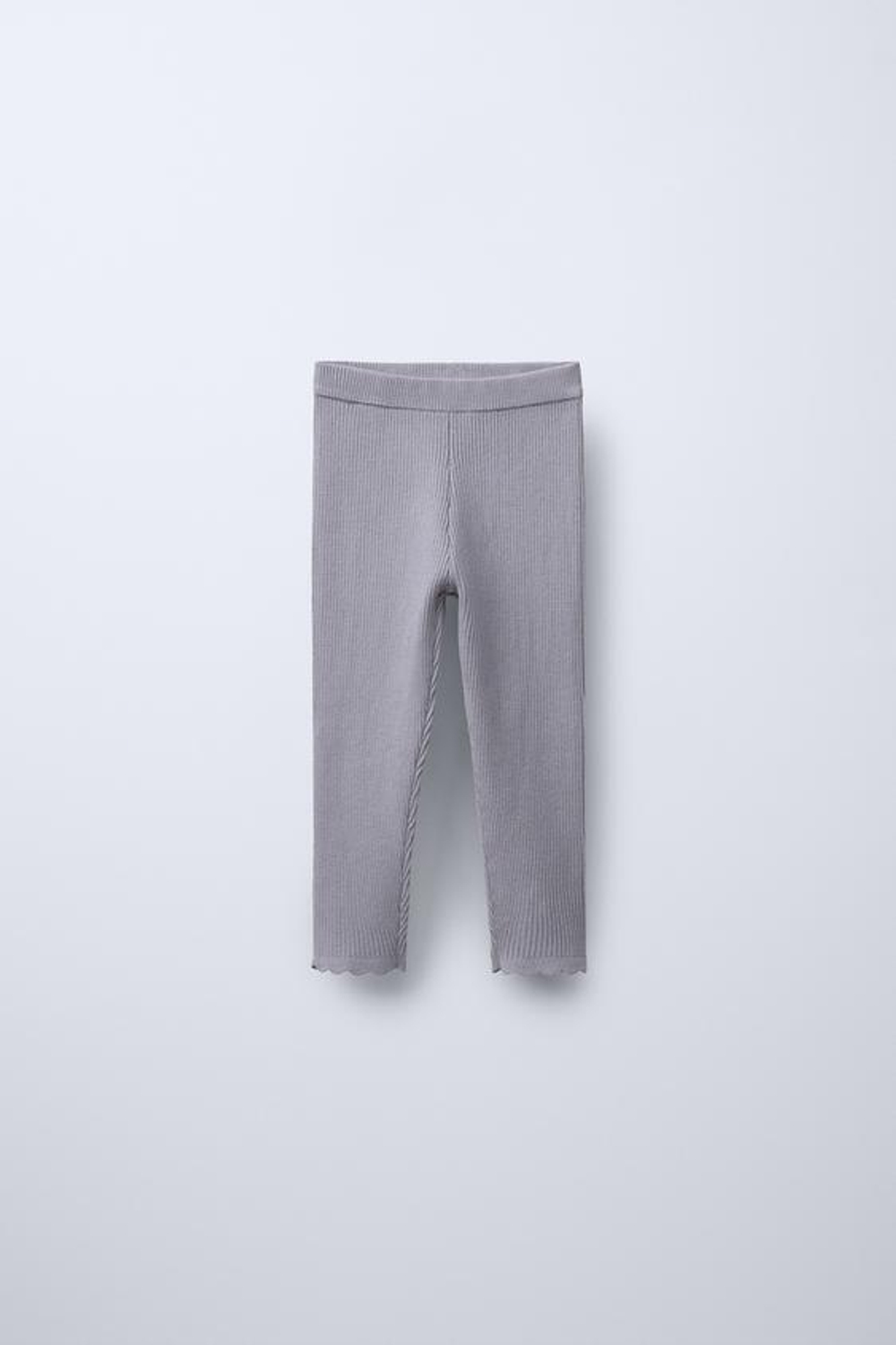 ZARA ЛЕГИНСЫ ИЗ ТРИКОТАЖА В РУБЧИК, СЕРО-СИНИЙ