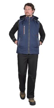 Жилет утепленный "Сириус-Алекс" с капюшоном (т.синий)