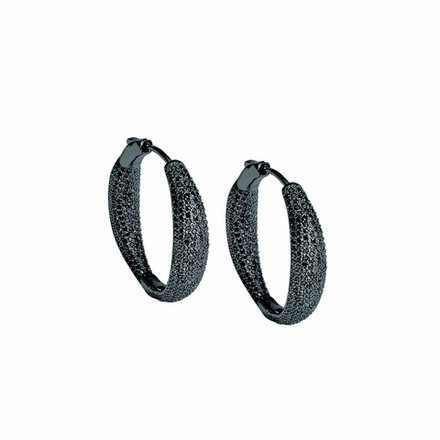 Серьги конго овал черные на кнопке