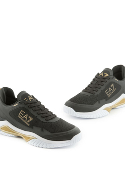 Женские теннисные кроссовки EA7 Unisex Woven Sneaker - black/gold/white