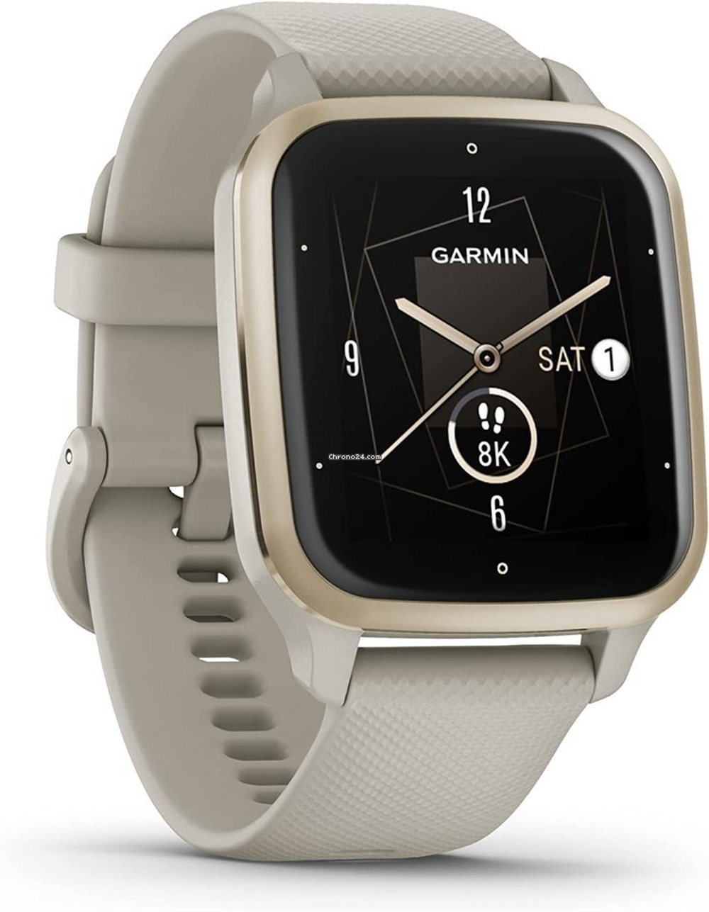 Смарт-часы Garmin Venu Sq 2 Music Edition серый с безелем цвета кремового золота и силиконовым ремешком , 010-02700-12