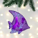Елочная игрушка «Волшебная рыбка» 10*2,5*10 см, Фиолетовый