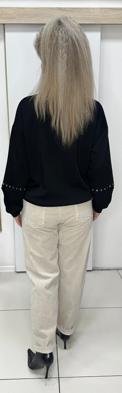 Черный свитшот из неопрена с принтом и "экраном"