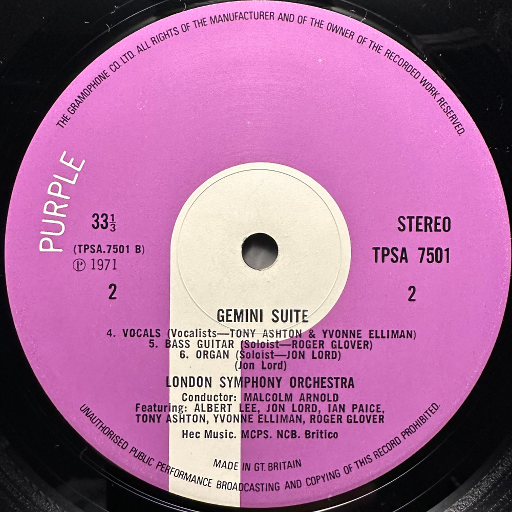 Jon Lord / London Symphony Orchestra ‎– Gemini Suite (Англия 1971г.)