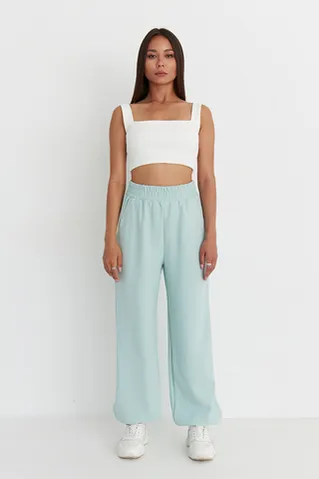 Джоггеры оверсайз из рифленого хлопка цвета мята