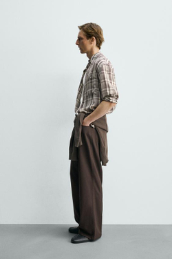 ZARA БРЮКИ STRAIGHT FIT, ШОКОЛАДНЫЙ