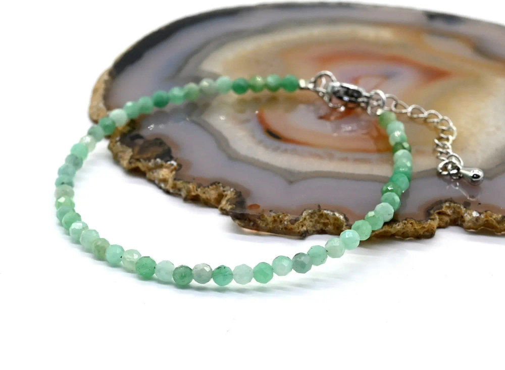 Браслет из изумруда шарик гр.3мм, 18см