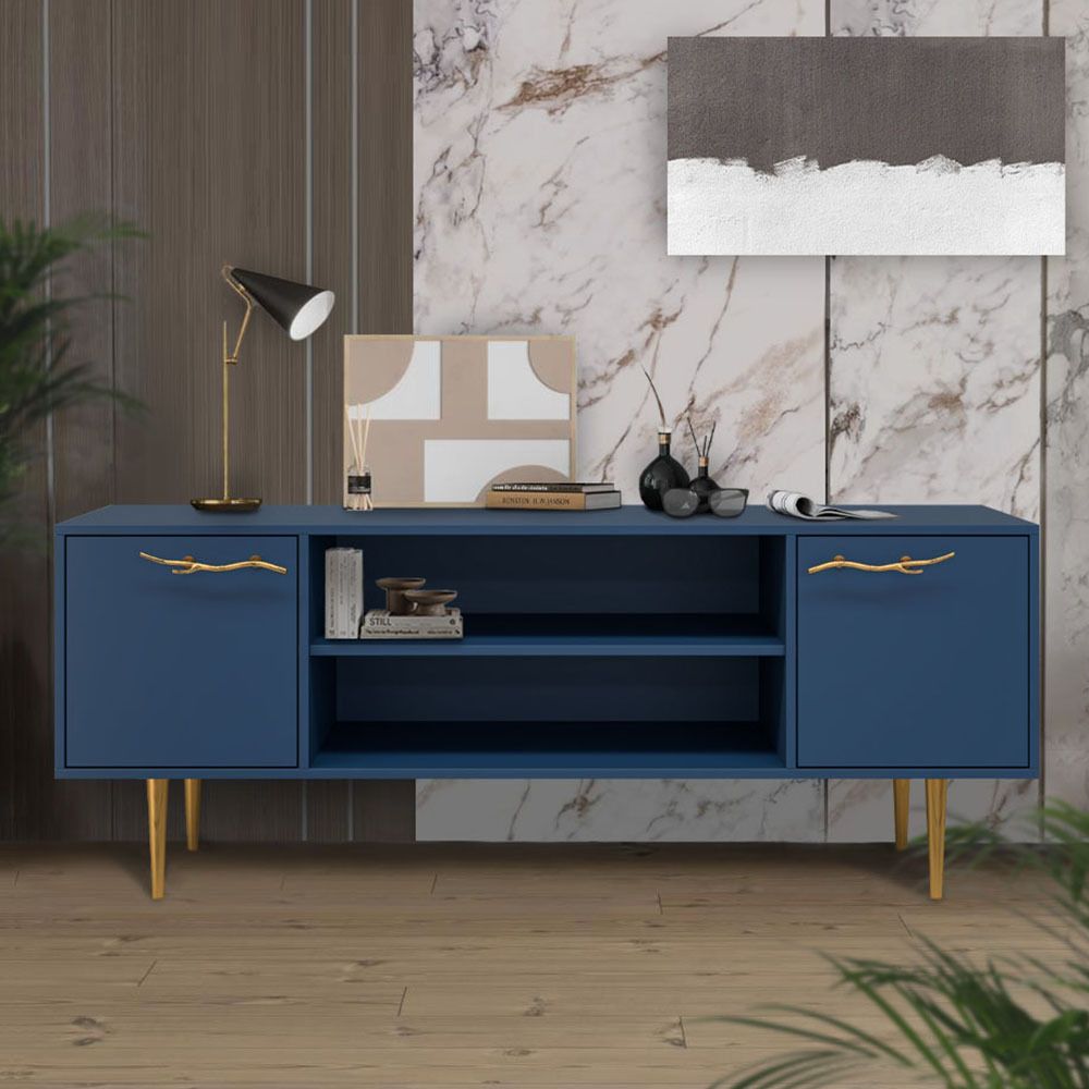 Тумба под ТВ Арт Колор matte 155см Стайл Голд Королевский синий матовый