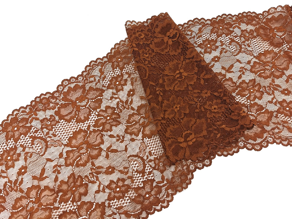 Эластичное кружево, 22 см, коричневое, (Арт: EK-2715), м