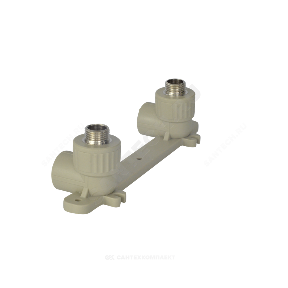 Планка монтажная PP-R серая Дн 25х1/2" НР под смеситель с водорозетками VALFEX 10124220Г