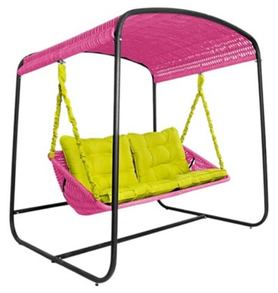 Качели DeckWOOD Sky Bed Lite (розовый, подушка зеленая)