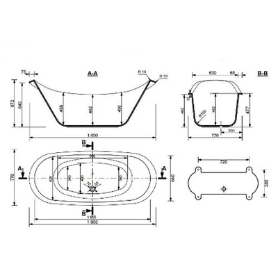 Эстет Скарлетт Ванна из литьевого мрамора 180x77 матовая