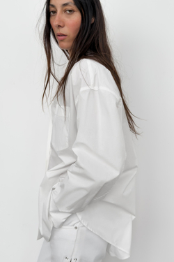 ZARA РУБАШКА ОВЕРСАЙЗ ИЗ ПОПЛИНА, БЕЛЫЙ