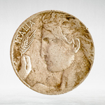 Italy 20 Centesimi 1920 R "Liberty in Flight - Ear of Wheat", VF