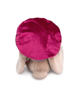 Мягкая игрушка Зайка Ми в бархатном берете и шарфе в клетку 18см