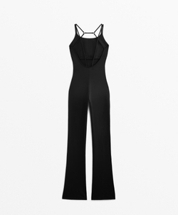 Oysho Слегка расклешенный комбинезон Comfortlux с кольцами, черный