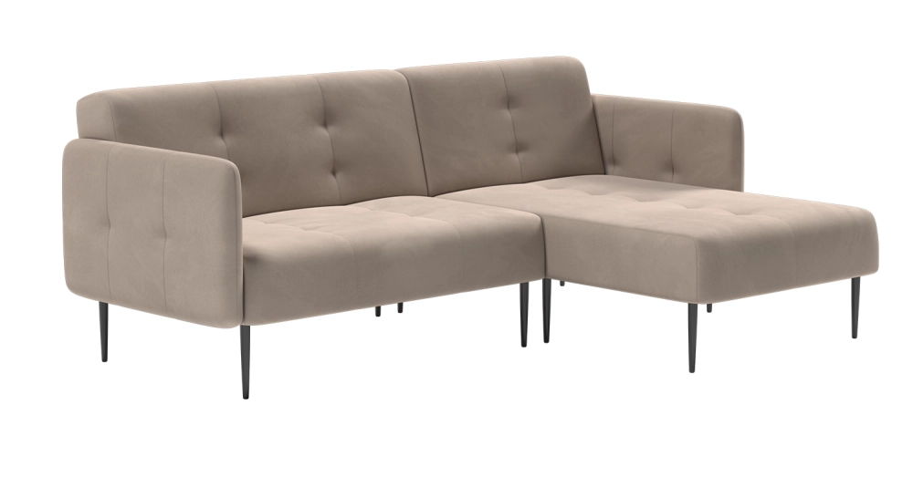 Monaco диван-кровать с шезлонгом, с подлокотниками, бархат пепельно-бежевый 25