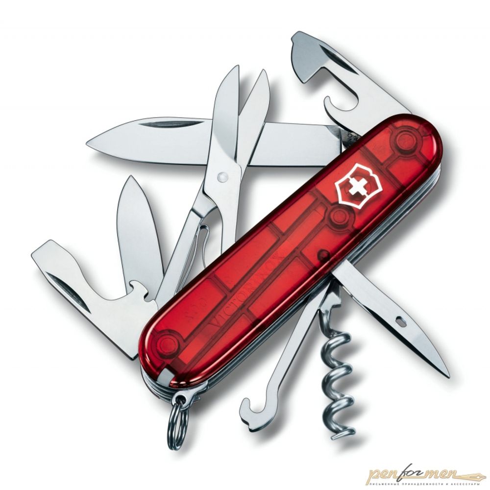 Нож перочинный Victorinox Climber 1.3703.T 91мм 14 функций полупрозрачный красный
