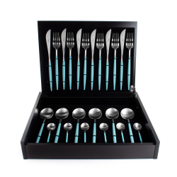 Набор столовых приборов на 6 персон 24 предмета Cutipol Goa matte turquoise в подарочной упаковке