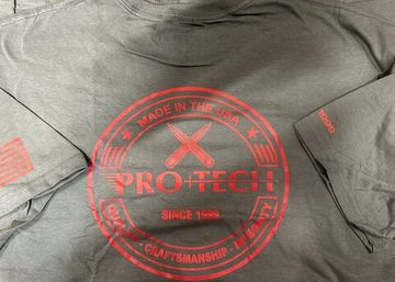 Футболка муж.,серая с красн.лого ProTech Knives USA,размер XL