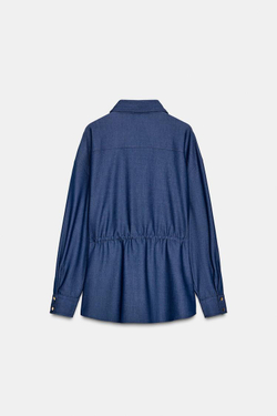 ZARA РУБАШКА-САФАРИ СО ШНУРКОМ, ИНДИГО