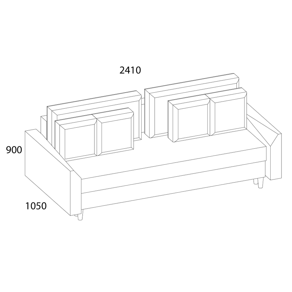 МЯГКАЯ МЕБЕЛЬ, Диван-кровать DAVID NEW. Цвет RIO GRAFFIT